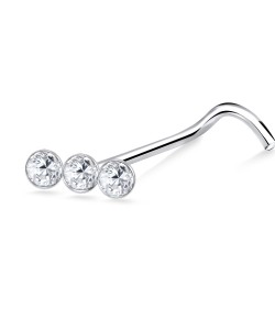 Triple Stone Curved Nose Stud NSKB-822